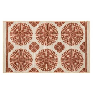 Coral Medallion Spice 1 ft. 8 in. x 2 ft. 10 in. Medallion Machine Washable Area Rug