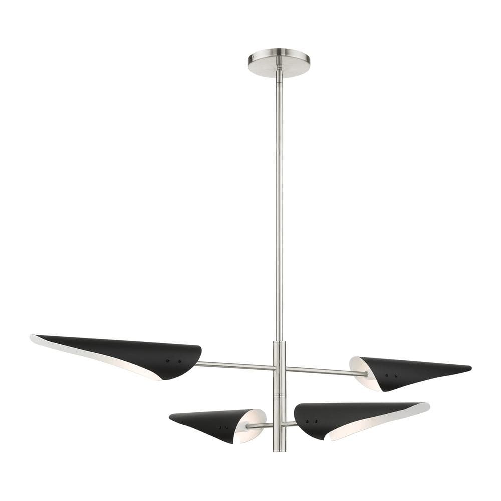 49494-91-Livex Lighting-Capistrano - 4 Light Pendant in Mid Century Modern Style - 38 Inches wide by 18.25 Inches high-Brushed Nickel Finish