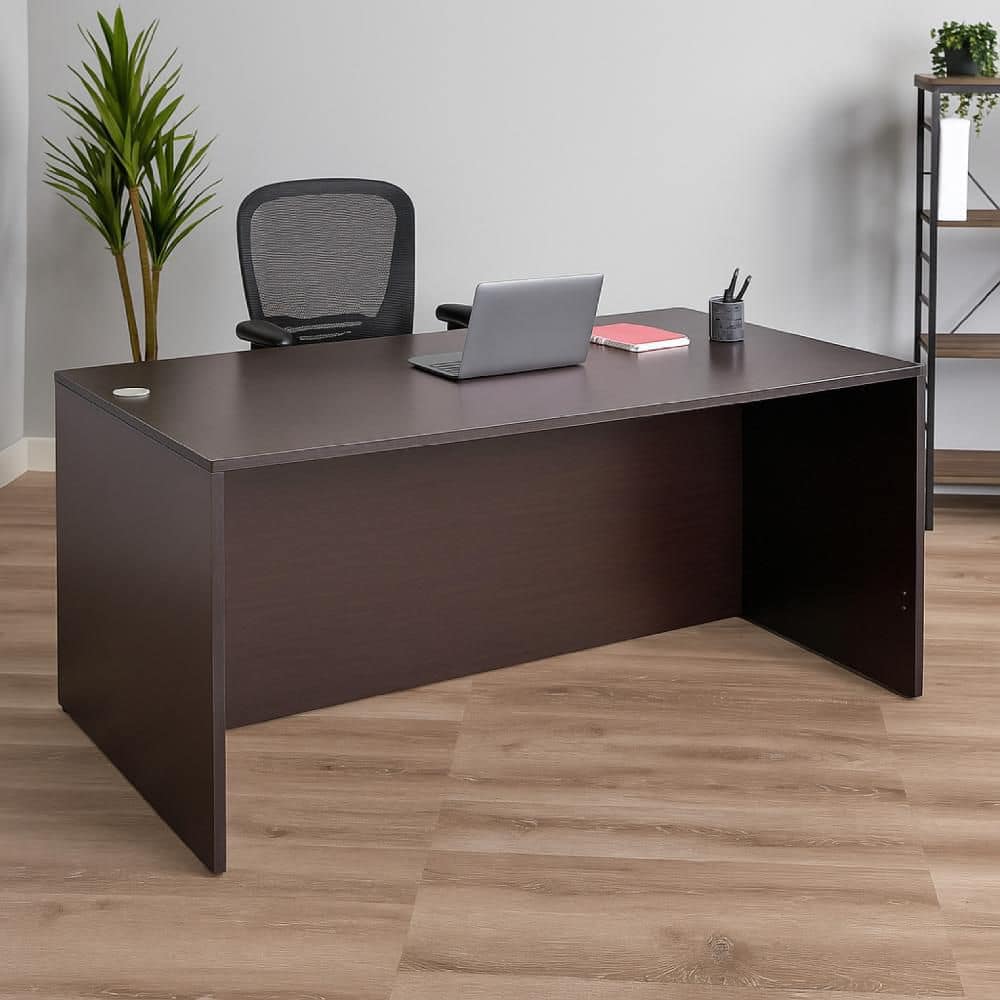 Pery 41 in. Rectangle Mocha Brown Wood Office Desk