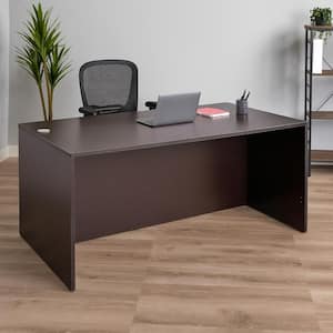 Benjara Nea 30 in. Rectangle Mocha Brown Wood Office Desk BM340736