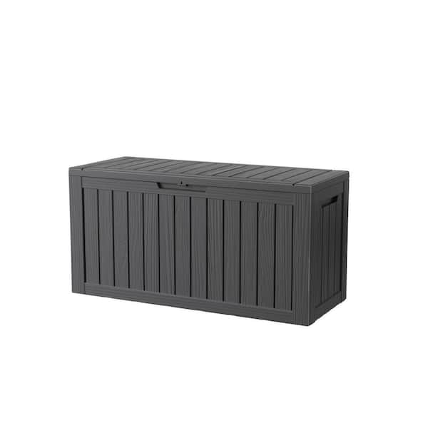 80 Gallon Black Waterproof Resin Deck Box for Patio Cushions, Gardening Tools, Accessories