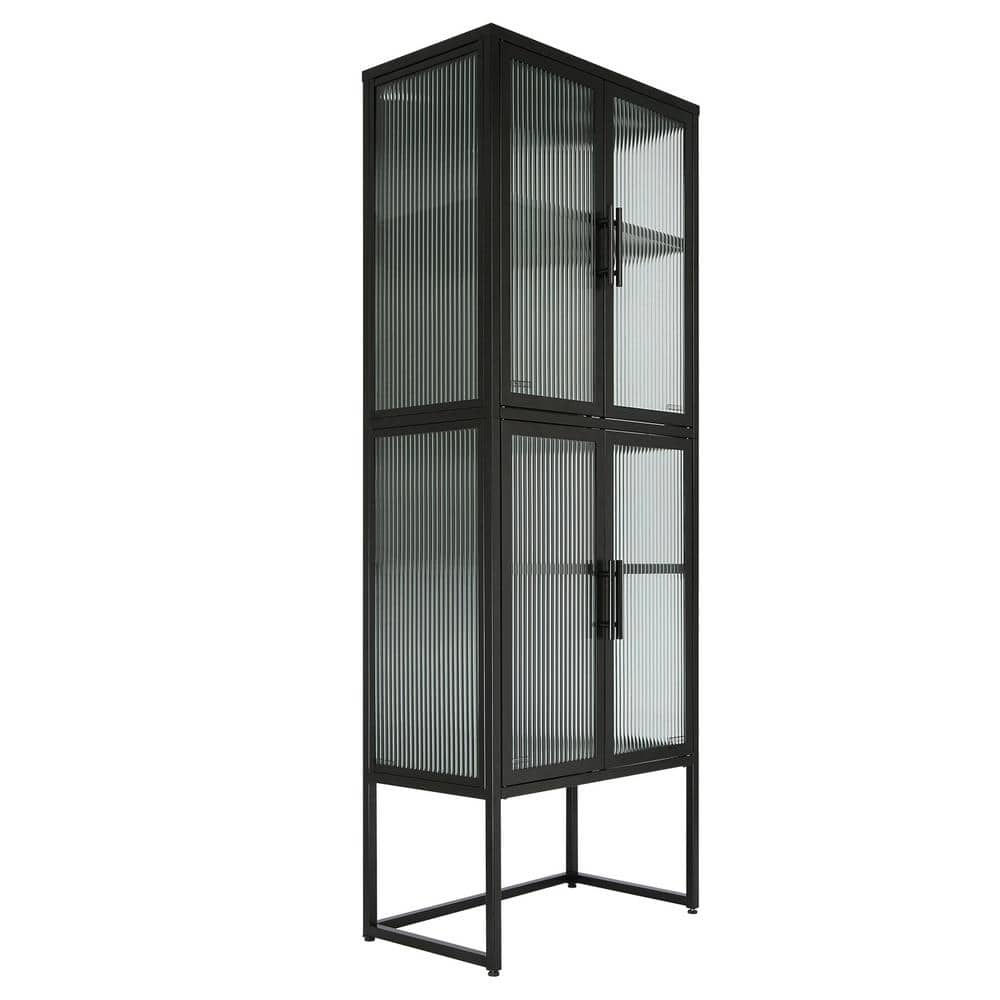 23.7 in. W x 13.8 in. D x 53.5 in. H Black Linen Cabinet with Adjustable Sh