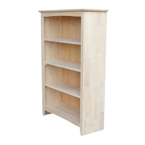 International Concepts 48 In, Unfinished Wood Bookcase With Glass Doors And Drawers