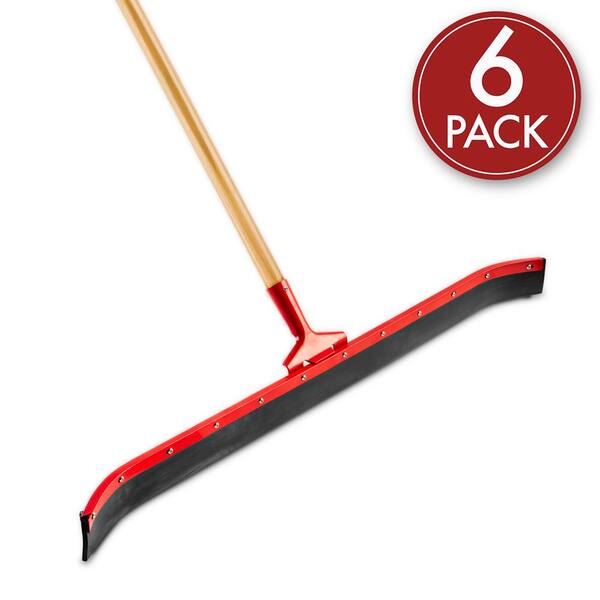 36 in. Curved Rubber Floor Squeegee with 60 in. Wood Handle (6-Pack)