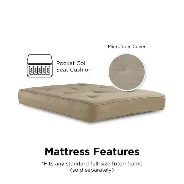 Classic 8 In Independently Encased Coil Futon Full Size Mattress Tan With Certipur Us Certified Foam De94421 The Home Depot