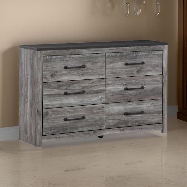 Gray 6-Drawer 58.98 in. W Dresser Without Mirror