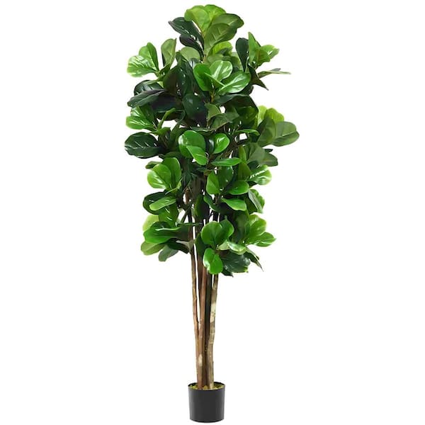 5 ft. Green Artificial Fiddle Leaf Fig Tree Indoor Outdoor Office Decorative Planter