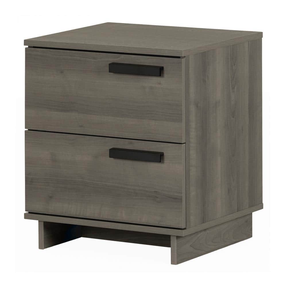 Gray Maple 2-Drawer Scandinavian Nightstand