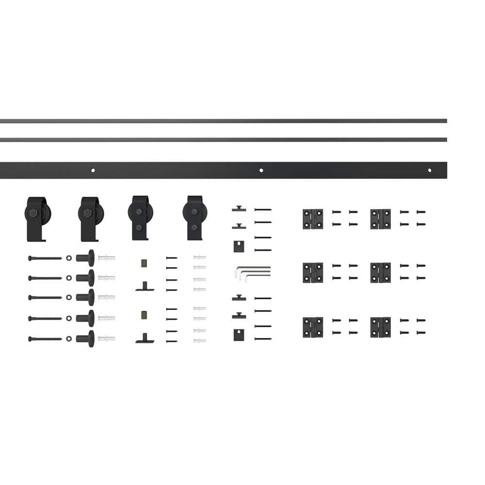 Matte Black Steel 75" Folding Bi-Fold Door Hardware Kit