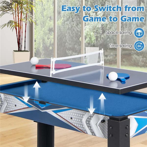6-in-1 Combo Game Table with Basketball Billiards Ping Pong Hockey Shuffleboard
