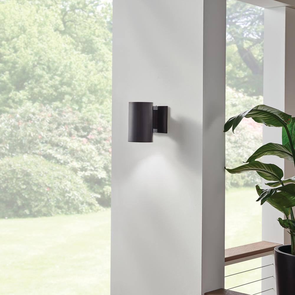 Black Aluminum Cylinder Outdoor Wall Sconce