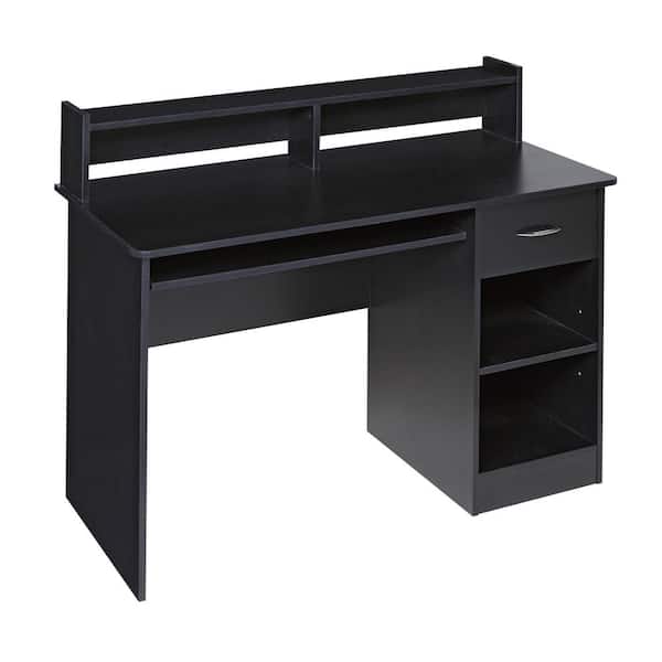 OneSpace 44 in. Rectangular Black 1 Drawer Computer Desk with Keyboard Tray
