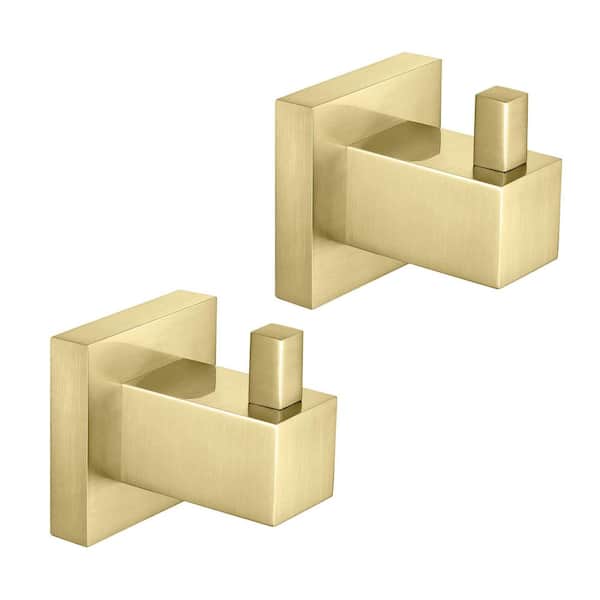 Bathroom Accessories J-Hook Robe/Towel Hook 2-Piece in Brushed Gold