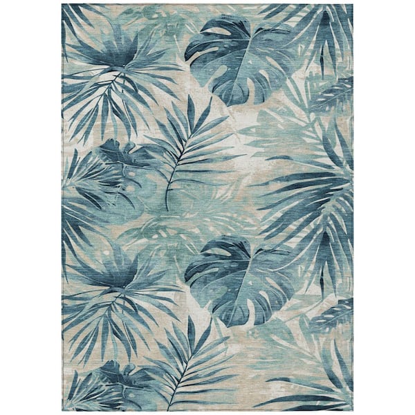 Chantille Machine Washable Indoor/Outdoor Abstract ACN1886 Teal 8 ft. x 10 ft. Accent Rug