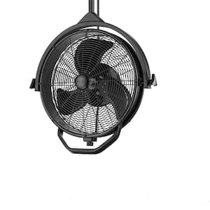 18 in. Outdoor 3-Speed High Velocity Max. 5400 CFM Ceiling Mount Wall Fan XL in Matte Black Downrod Included