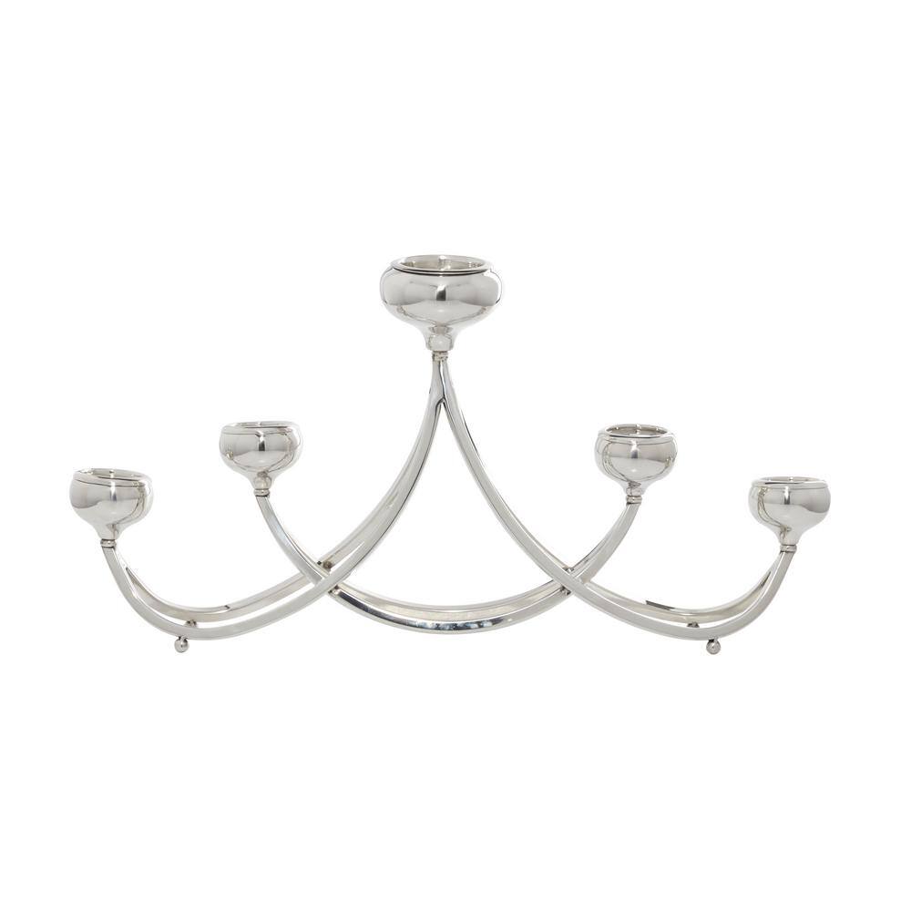 Silver Stainless Steel 28" 6-Holder Candelabra