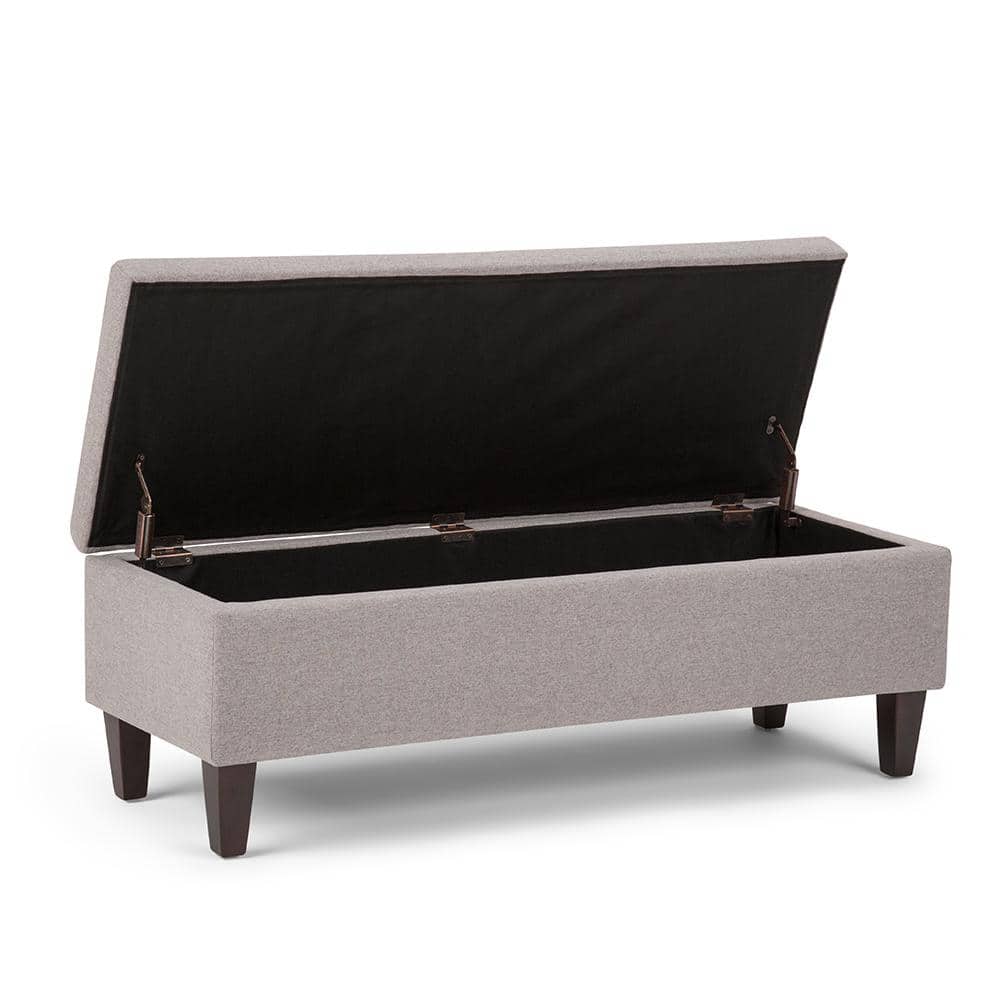 Gray Cloud Linen Rectangular Storage Ottoman with Lift-Up Lid