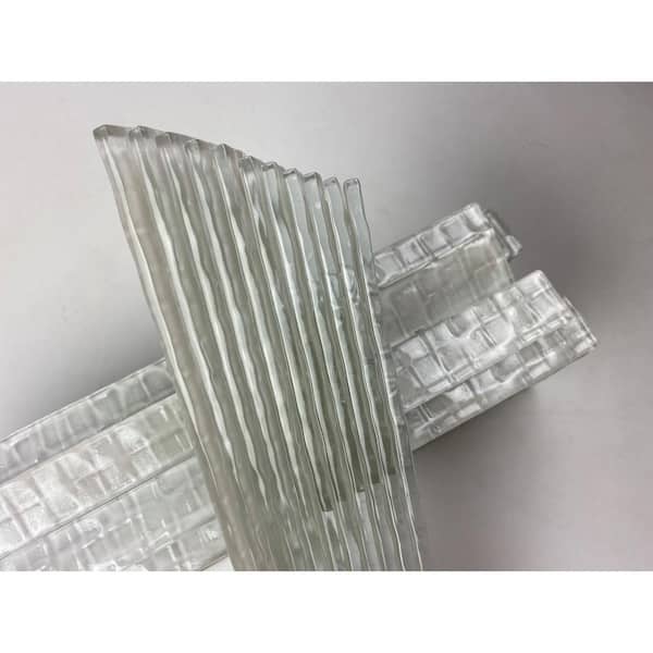 Metro Cubes Snow White 1 in. x 12 in. Glossy Textured Glass Floor Wall Tile (6 sq. ft./Case)