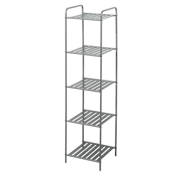 Zenna Home 13 in. Slat Style Linen Tower in Satin Nickel