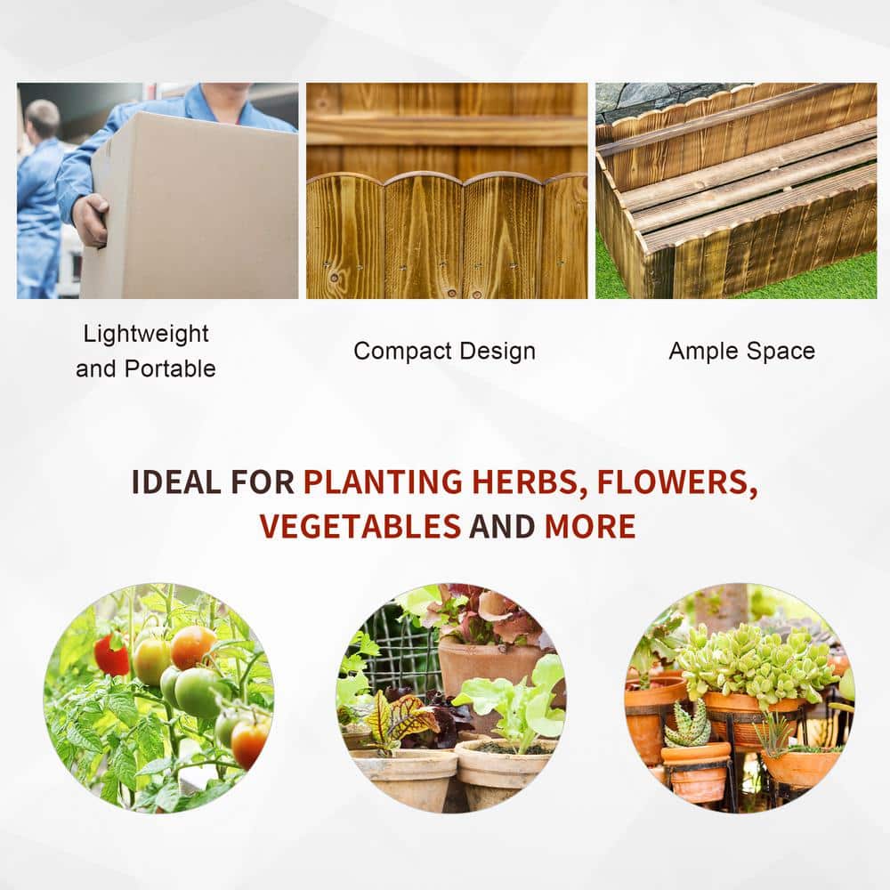 Natural Wood Outdoor Raised Garden Bed Planter Box
