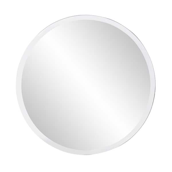 HomeRoots 28 in. W x 28 in. H Glass White Decorative Mirror