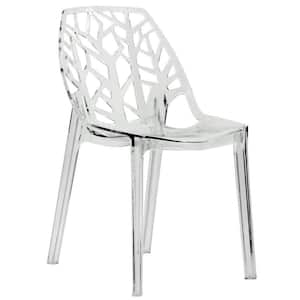 Cornelia Modern Spring Cut-Out Tree Design Stackable Dining Chair in Clear