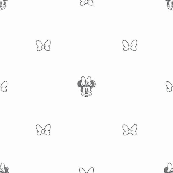 Black and White Disney Minnie Mouse Sweet Bows Peel and Stick Wallpaper Roll