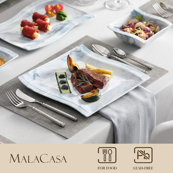 MALACASA Flora Wavy Modern Porcelain Dinnerware Set (Service for 6