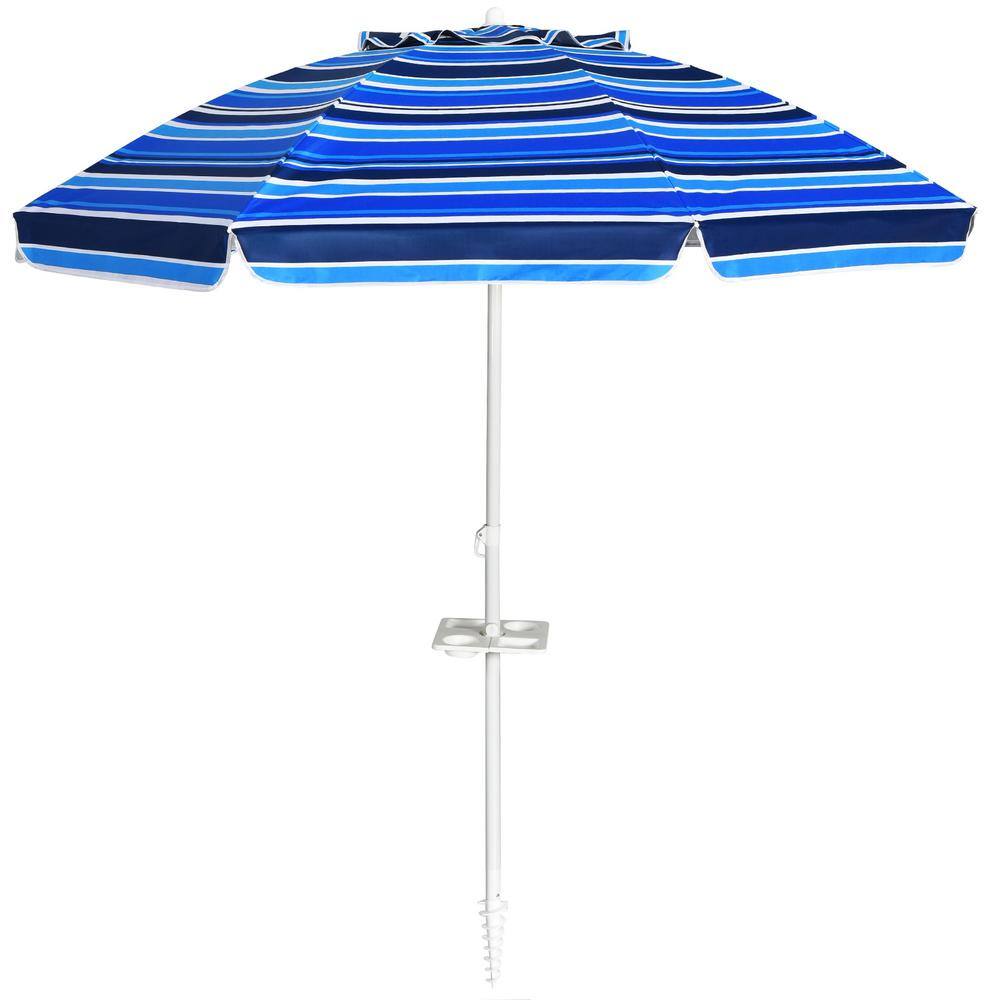 7.2 ft. Steel Outdoor Beach Umbrella with Sand Anchor and Tilt Mechanism in Navy Blue price history on PriceWatchPro
