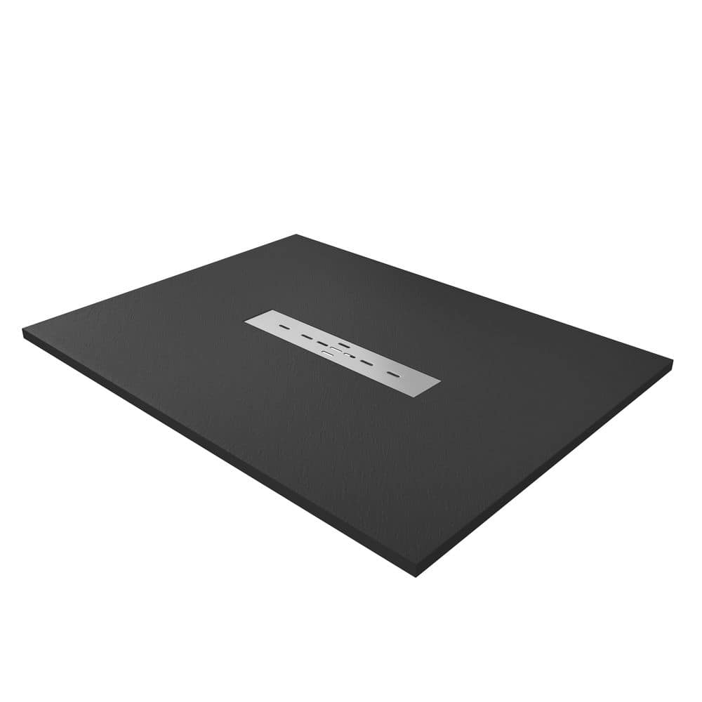 48 in. L x 36 in. W Alcove Shower Pan Base with Center Drain in Black, Low Profile, Wheel Chair Access price history on PriceWatchPro
