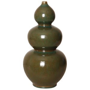 19 in. Double Gourd Amazon Green Porcelain Vase
