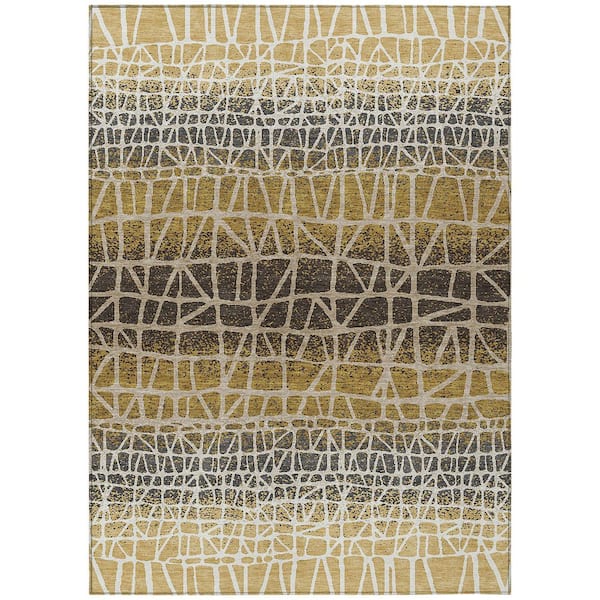 Chantille Machine Washable Indoor/Outdoor Abstract ACN2404 Gold 3 ft. x 4 ft. Area Rug