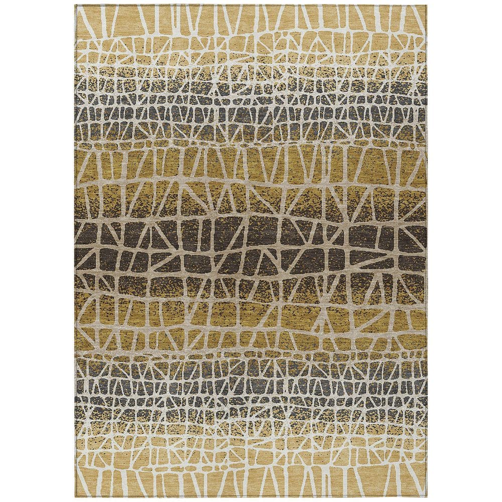 Chantille Machine Washable Indoor/Outdoor Abstract ACN2404 Gold 5 ft. x 7 ft. 6 in. Area Rug price history on PriceWatchPro