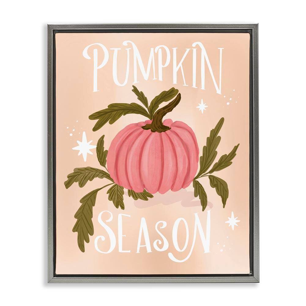 Pumpkin Season with Leaves by Isabela Schielke Gray Floater Frame Nature Graphic Art Print 21 in. x 17 in. price history on PriceWatchPro