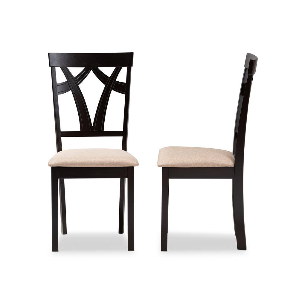 Espresso Brown & Sand Upholstered Parsons Side Chair Set