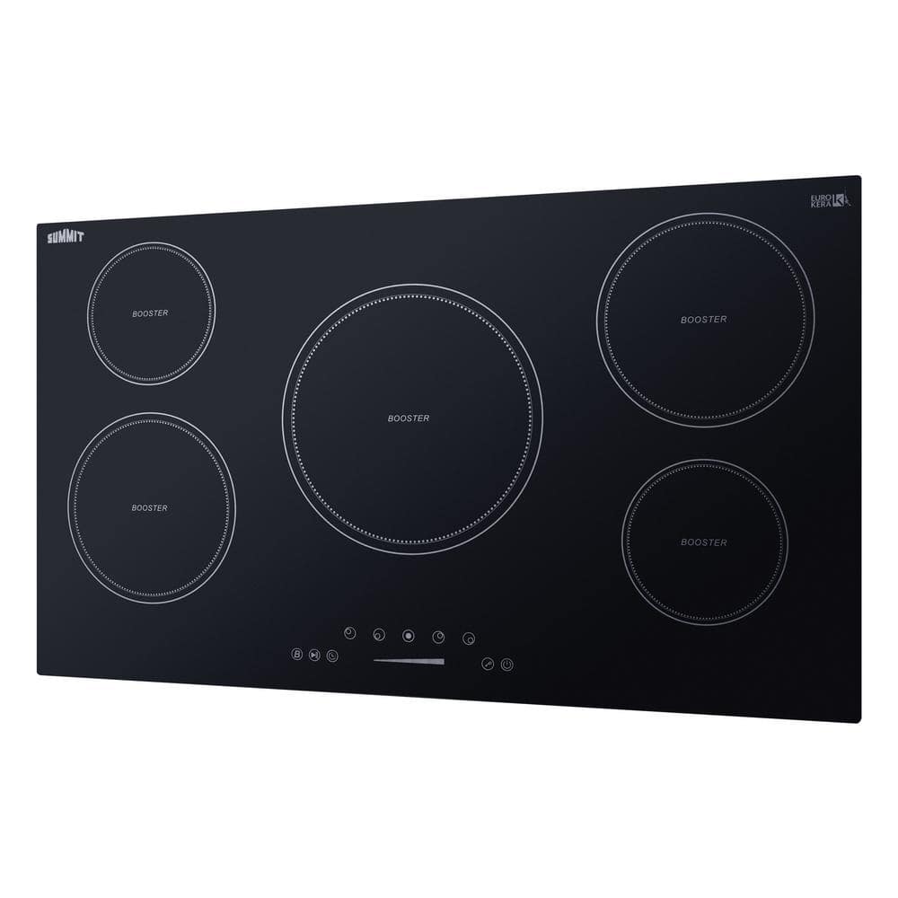 Summit 36" Black Ceramic Glass 5-Burner Induction Cooktop