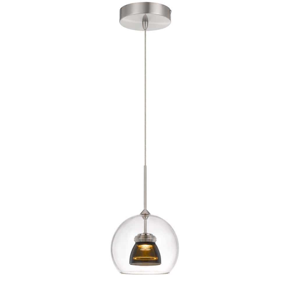 Smoked Gray Double Glass Mini LED Pendant Light, 6W 450 Lumen