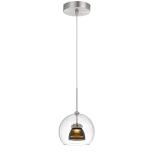 5.5 in. Integrated LED Clear Smoke Clear Metal and Glass Indoor Pendant