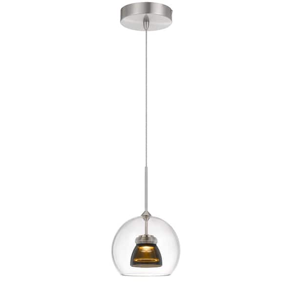 CAL Lighting 5.5 in. Integrated LED Clear Smoke Clear Metal and Glass Indoor Pendant