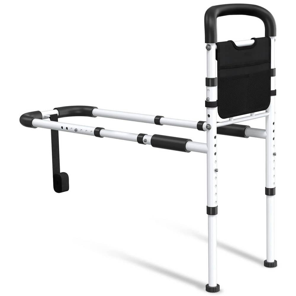 Wudkey Adjustable Bed Rails with Leg, Non-Slip Curved Handle and ...