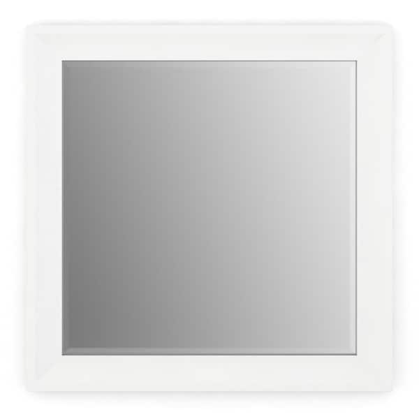 Delta 33 in. W x 33 in. H (L2) Framed Square Deluxe Glass Bathroom Vanity Mirror in Matte White