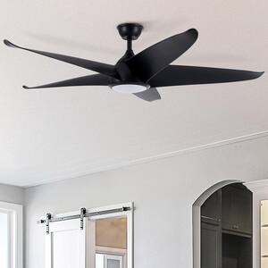 60 in. 5-Blade LED Indoor Black Ceiling Fan with Remote