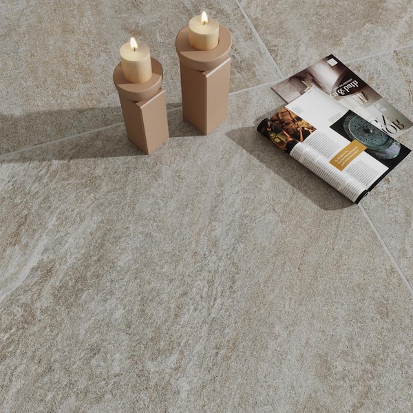 Italian Quarzia 24 in. x 24 in. x 9mm Matte Stone Look Porcelain Floor and Wall Tile-Black (4 PCS, 16 sq. ft./Case)