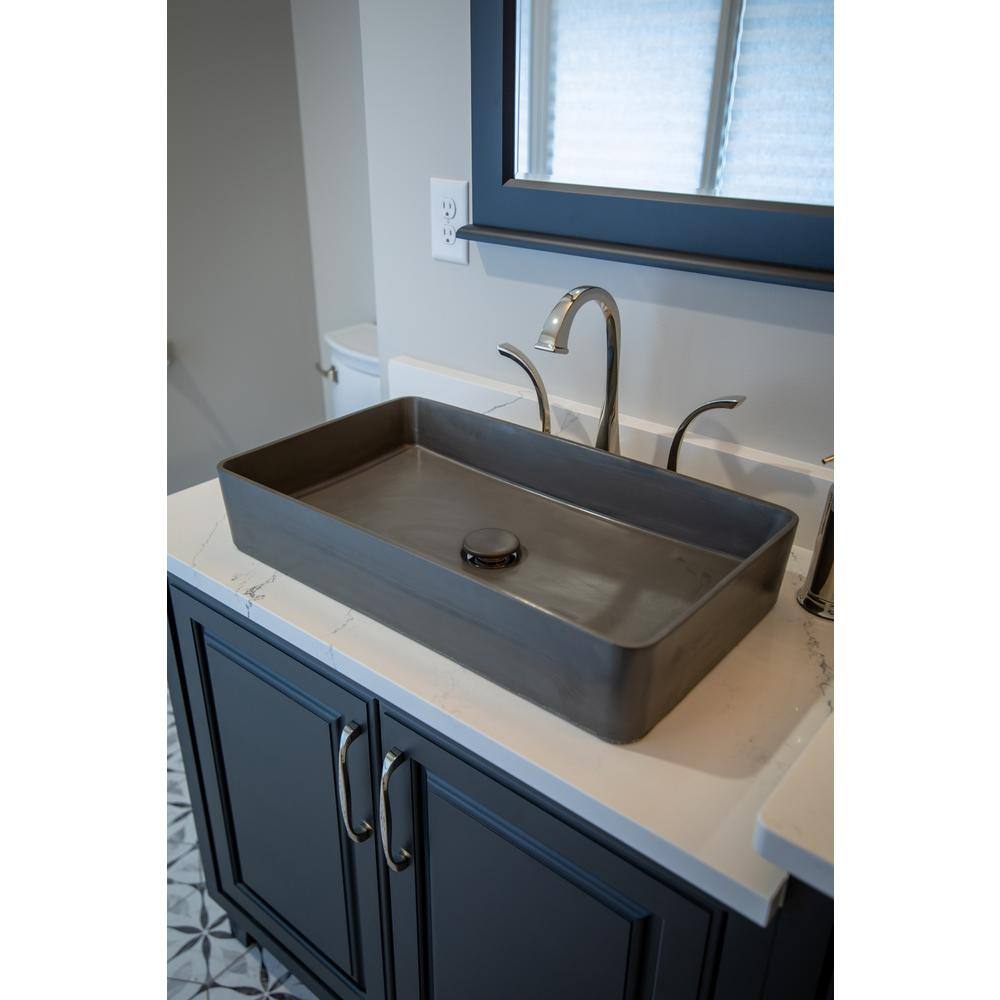 Charcoal Concrete Rectangular Vessel Sink with Rounded Corners