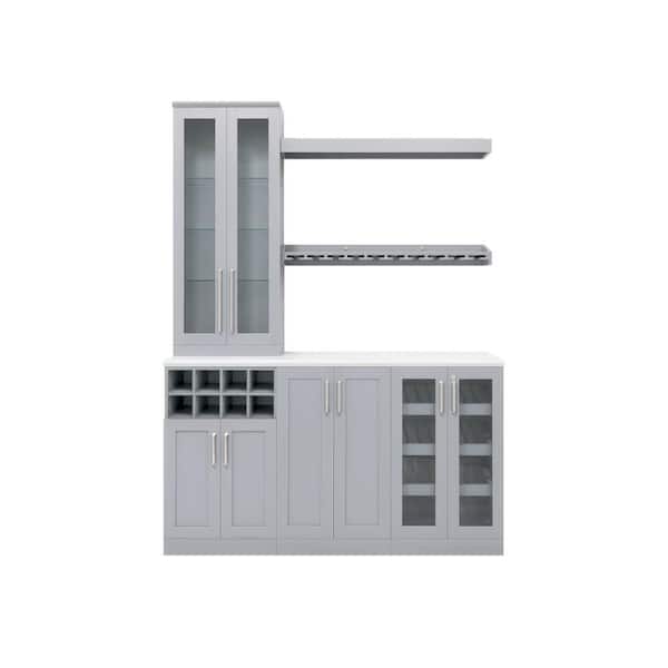 NewAge Products Home Bar 21 in. Gray Cabinet Set (7-Piece)