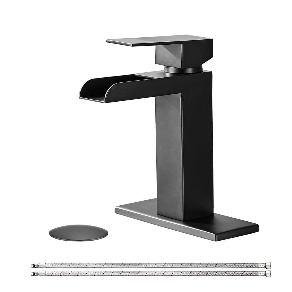 Single Handle Single-Hole Bathroom Faucet with Pop-up Drain Assembly and De