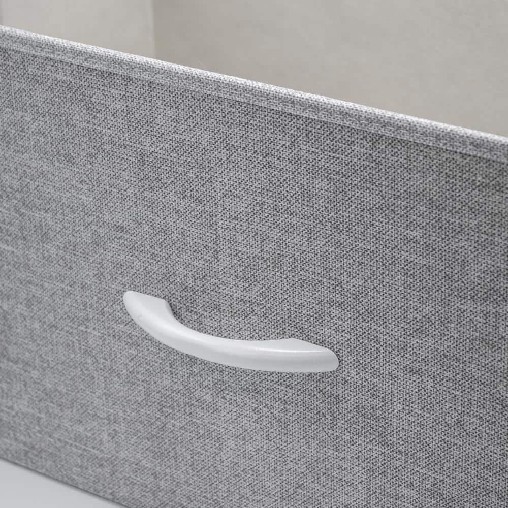 White Steel Frame TV Stand with Fabric Drawers
