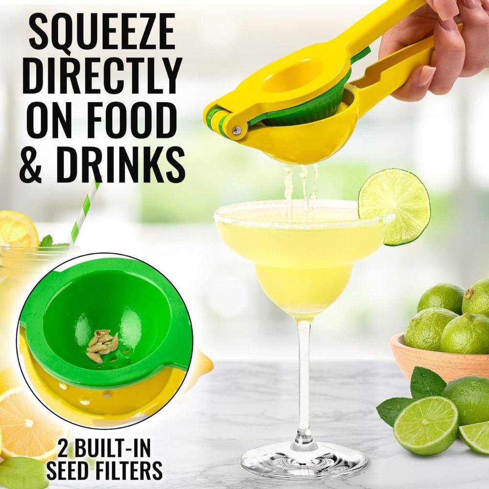 Yellow and Green Aluminum Citrus Juicer with Seed Filter