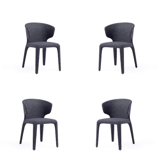 Manhattan Comfort Conrad Black Woven Tweed Dining Chair (Set of 4)