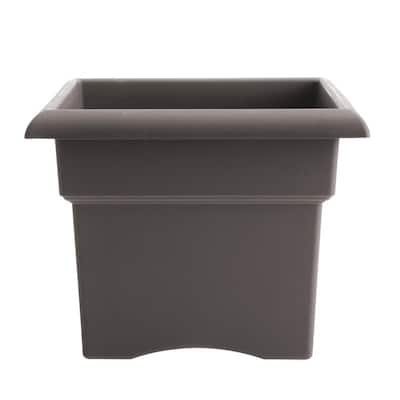 Veranda 18 in. L x 18 in. W x 14.25 in. H 36 qts. Peppercorn Plastic Decorative Pot Deck Box Planter